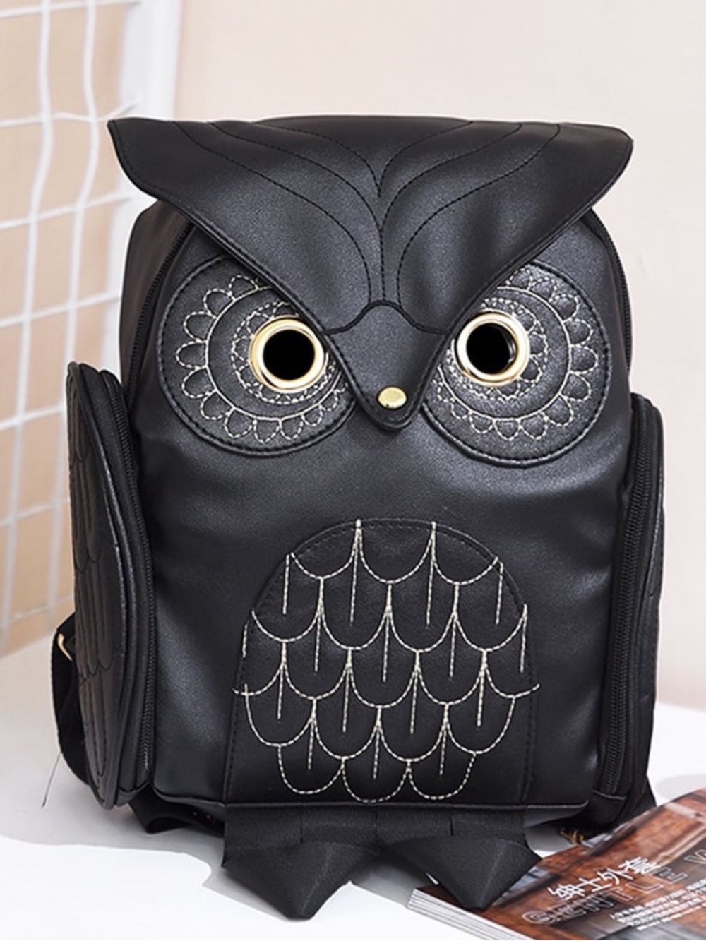 Black owl backpack is a versatile novelty backpack bag multi pocket, NWOT - Picture 6 of 11